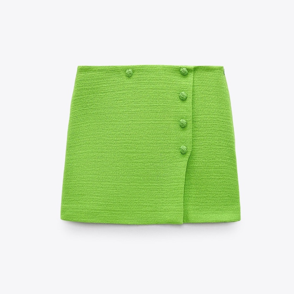 Zara Textured Button Mini Skirt - Picture 3 of 11